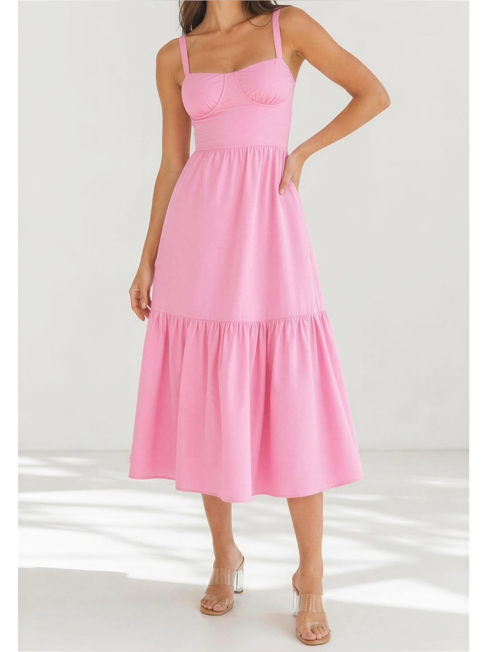 HOUSE OF CB Elia Midi Sundress, French Pink, Small